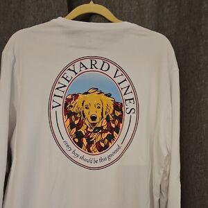 Vineyard Vines White Long Sleeve Tee with Emblem